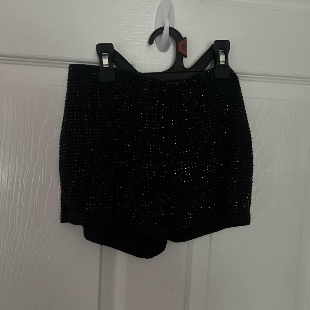 Windsor Black Sparkling High Waist Shorts